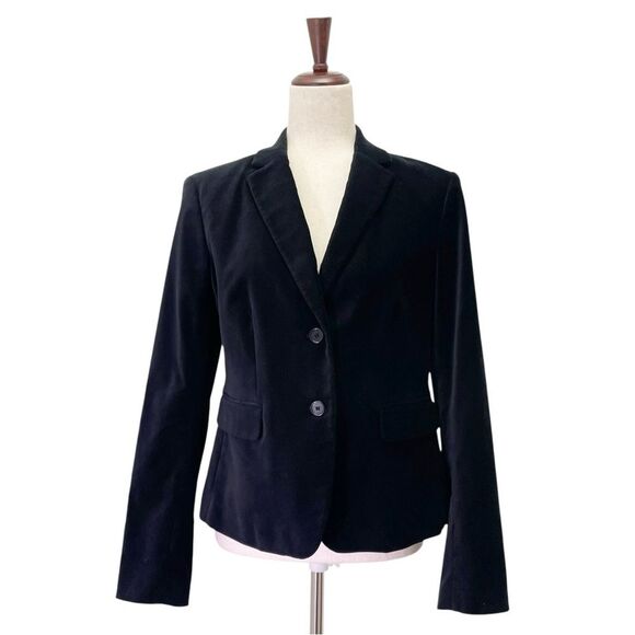 NWT Ann Taylor Black Velvet 2-Button Blazer Jacket Size 8 $179 Polka Dot Lining - Picture 2 of 16